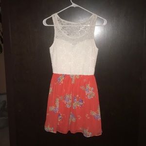 Floral Coral Lace Dress